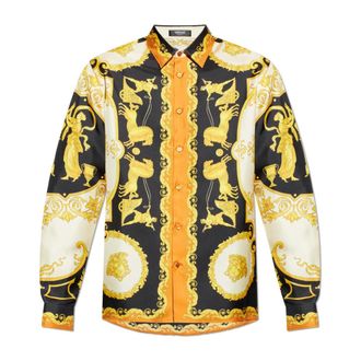 Versace Casual Shirts, male, Multicolor, Size: 2XL Silk Shirt