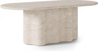 Koketto Home Mesa de comedor ovalada acabado efecto m&aacute;rmol travertino de 220 cm