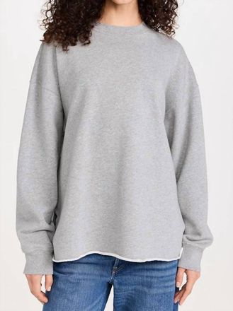 Re/Done Oversized Raw Crewneck Sweatshirt In Heather Grey