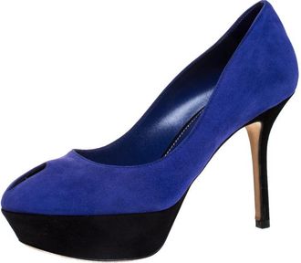 Sergio Rossi Purple Suede Cachet Platform Pumps