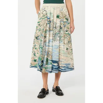 Max Mara Adepto Cotton Midi Skirt in Light Blue at Nordstrom, Size 12