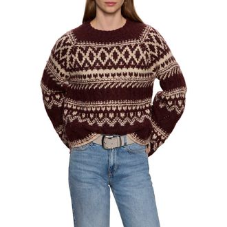 Sanctuary Fair Isle Crewneck Sweater in Dark Crimson Multi at Nordstrom Rack, Size Xx-Large P