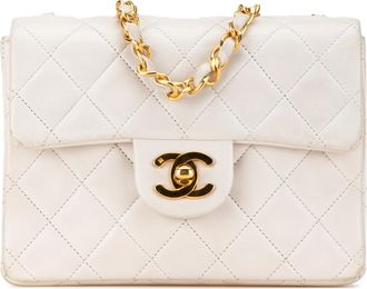 Chanel Pre-owned Womens Classic Flap Mini Square Bag - White Leather - One Size
