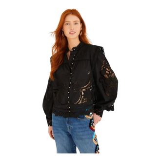 Farm Rio FARM Rio, Blouses, female, Black, Size: XS Richelieu Blouse