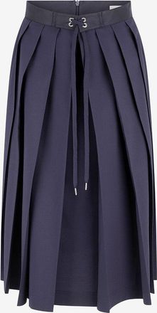 Moncler Plissierter Wollmix-Midirock mit Schn&uuml;rung