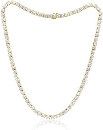 Diana M. Jewels 14kt yellow gold round lab grown diamond tennis necklace weighing 26.43 cts tw