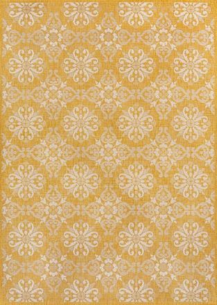 Jonathan Y Designs Amora Traditional Mediterranean Tile Design Indoor/Outdoor Area Rug in Yellow/cream at Nordstrom, Size 5Ft 0In X 8Ft 0In