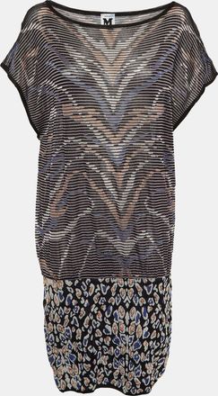 M Missoni Black Animal Pattern Knit Shift Dress