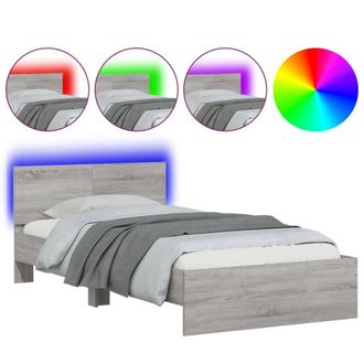 Berkfield Home Bed Frame without Mattress with LED Lights Grey Sonoma 100x200 cm