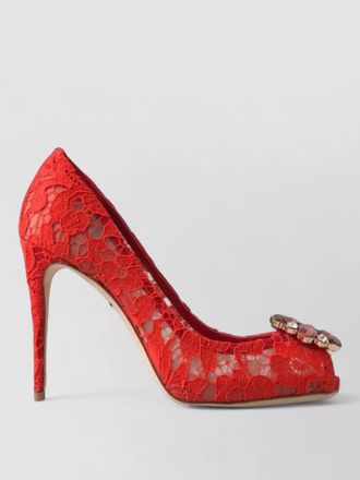 Dolce & Gabbana crystal-embellished lace peep-toe pumps