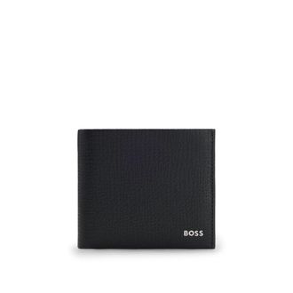 BOSS Grained leather wallet with metallic logo lettering
