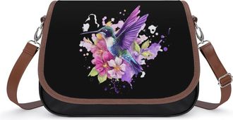 Generic Colorful Hummingbird Crossbody Bags for Women Fashion Leather Shoulder Handbags With Adjustable Strap