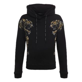 Roberto Cavalli Leopard Graphic Print Cotton Hoodie, Size X-Large