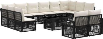 vidaXL Conjunto De Sof&aacute;s De Jard&iacute;n 13 Uds. Negro Y Blanco Crema Vidaxl
