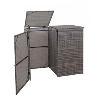 Hhg Hhg - Nunca Usado] Cubo De Basura 2 Cubos 257, Cubo De Basura Cubo De Basura, Poly Rattan 2x120l, Gris