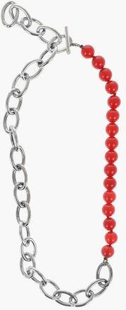 Jil Sander Silver SOLIDITY Chain Necklace with Beads size Unica