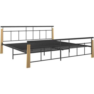 vidaXL Vidaxl - Estructura De Cama Sin Colch&oacute;n Metal Madera De Roble 200x200 Cm