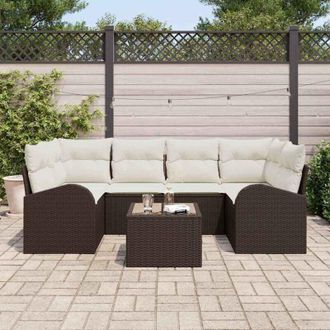 vidaXL Conjunto De Sof&aacute; De Jard&iacute;n 7 Pcs Marr&oacute;n 55 X 55 X 37 Cm Vidaxl