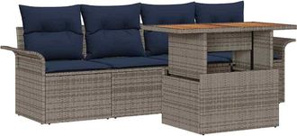 vidaXL Conjunto De Sof&aacute; De Jard&iacute;n 5 Uds. Gris Y Azul Marino Vidaxl