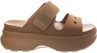 Crocs Soho Two Strap Sandal W - Dames - Sleehakken - Bruin - 39 EU - Leer - Schoenen