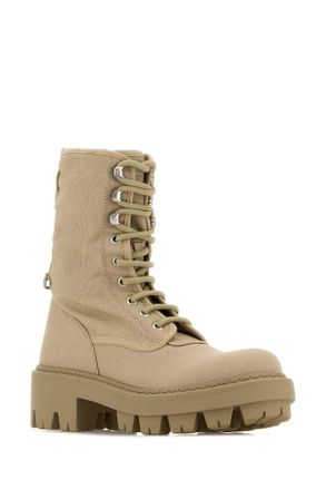 Prada Womens Beige Canvas Boots Corda Stivali