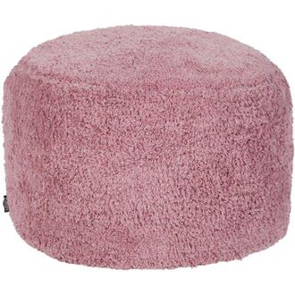 Beliani Pouf rotondo Shaggy Boho Moderno Cotone Sedile Decorativo Copertura rimovibile Fatto a mano Rosa Kandhkot