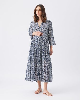 Ripe Ezra Tiered Dress in Ink /White at Nordstrom, Size Medium Au