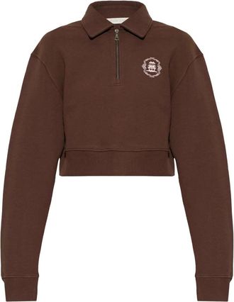 Palm Angels Long Sleeve Polo - Dames - Sweatshirts - Bruin - L - Katoen - Hoodies & sweatvesten