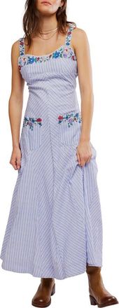Free People Havenwood Embroidered Check Maxi Dress in White Combo at Nordstrom, Size X-Small