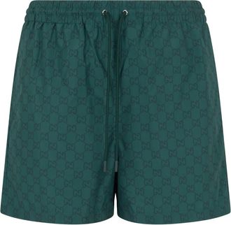 Gucci Beachwear, male, Green, Size: XL Swimsuit with monogram print