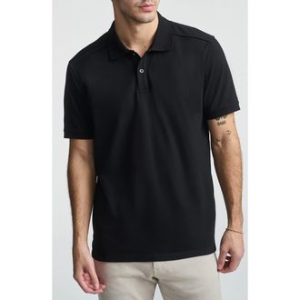 Mavi Regular Fit Stretch Cotton Polo in Black at Nordstrom, Size Small