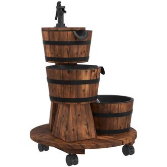 vidaXL Vidaxl - Fuente De Agua Con Bomba Y Ruedas Madera De Abeto 55x55x80 Cm