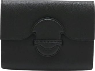 Herm&egrave;s Pre-owned Chevre Facon Clutch Bag Black - Dames - Vintage Clutch - Zwart - ONE Size - Leer - Vintage