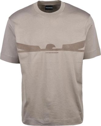 Emporio Armani Grey Minimalist Graphic Crewneck Cotton T-Shirt