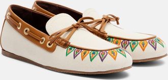 Etro Mocassini in canvas con ricamo
