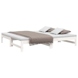 vidaXL Sof&aacute; Cama Extra&iacute;ble Madera Maciza De Pino Blanco 2x(75x190) Cm Vidaxl