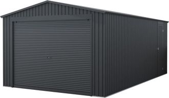 Wasabi Garage in metallo 19,52m2 Jarama - 576x338x243cm - Ampio cancello avvolgibile - Protezione esterna per auto - Chiusura di sicurezza con chiave