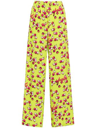 Palm Angels cherries-patterned flared trousers - Green