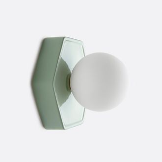 La Redoute Interieurs Wand- of plafondlamp, zeshoekig, keramiek en opaline glas, HOLI