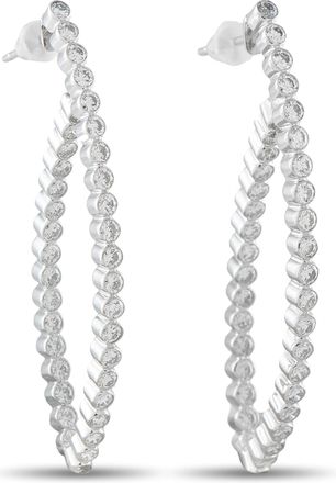 Luxury Bazaar 18K White Gold 2.20ct Diamond Hoop Earrings MF20-080726