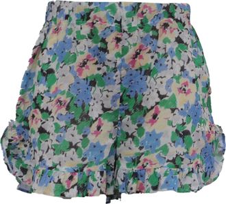 Ganni Ganni Ruffle-Trim Shorts in Multicolor Cotton