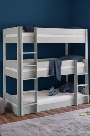 Julian Bowen Trio 3 Tier Triple Bunk Bed in Grey | Size: Single