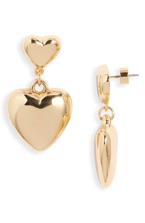 Nordstrom Puffy Heart Drop Earrings in Gold at Nordstrom