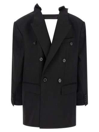 Dolce & Gabbana Double-Breasted Virgin Wool Blazer - Black