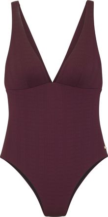 Copenhagen Badeanzug COPENHAGEN STUDIOS Nela, Damen, Gr. 34, Cup A/B, rot (weinrot), Rippware, Recycling-Polyamid, strukturiert, unifarben, Badeanz&uuml;ge Badeanzug,