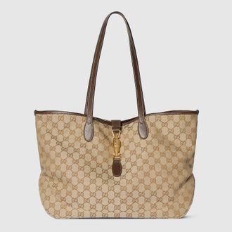 Gucci Jackie Medium Tote Bag, Beige, GG Canvas