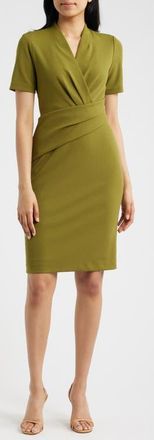 Anne Klein Pleated Scuba Crepe Dress in Ivy at Nordstrom, Size 12