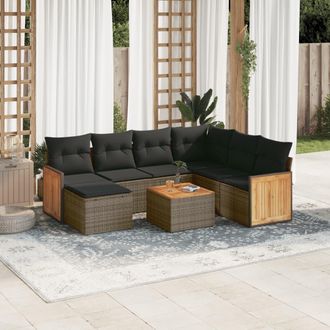 vidaXL Vidaxl - Set De Sof&aacute;s De Jard&iacute;n 8 Pzas Y Cojines Rat&aacute;n Sint&eacute;tico Gris