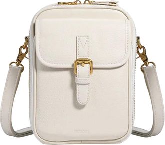 Generic Leather Small Crossbody Cell Phone Bag Women Men Versatile Shoulder Purse(White) (F)