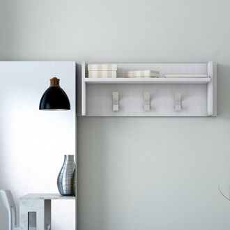 Terraneo Terraneo - Panel Para Colgar Ropa Con Estante Grande Y 3 Ganchos Blanco